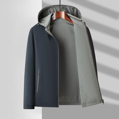 Hooded Jacket Men's Spring and Autumn New Middle-aged Men's Business Casual Can Take Off The Coat