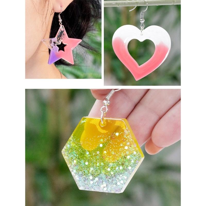 Diy Crystal Epoxy Mold Earrings Jewelry Mold Hanging Pendant Decoration Multiple Styles Round Oval Mirror Silicone Mold