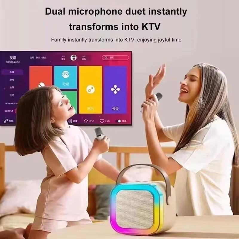 Bluetooth K12 Karaoke Machine Przenośny system głośników PA 5.3 z 1-2 bezprzewodowymi mikrofonami Dom Rodzina Śpiewanie Prezenty dla dzieci
