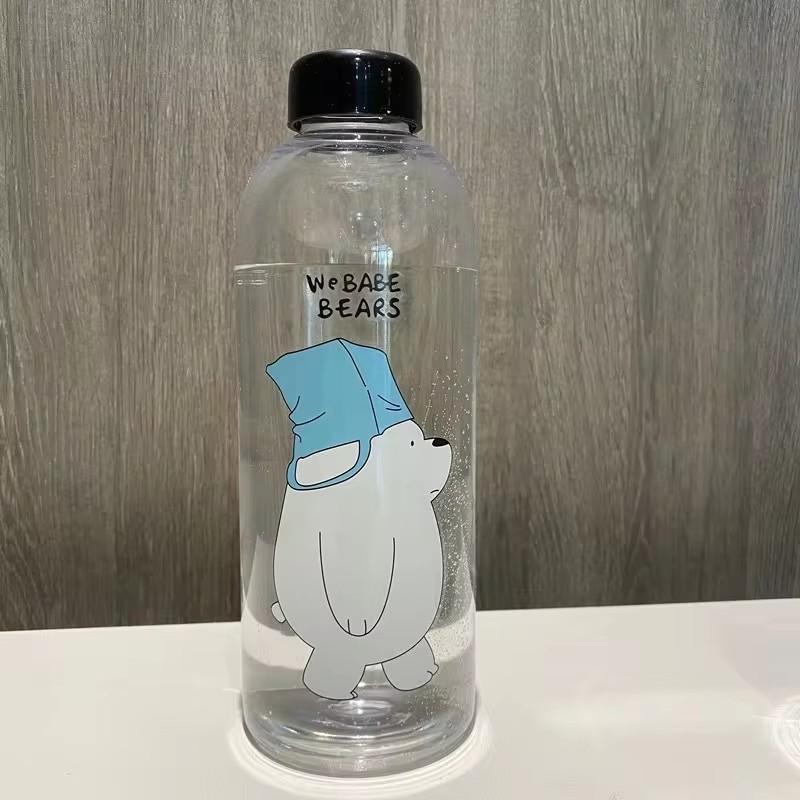 1000ML Portable Large Cartoon Water Bottle Panda Cute Bear Frosted Straw Mug Food Grade Heat Resistant Good Feeling Water Bottle