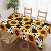 Sunflower Cow Print Rectangle Table Cloth for Table Decor Kitchen Dining Waterproof Reusable Tablecloth for Tables Outdoor Patio