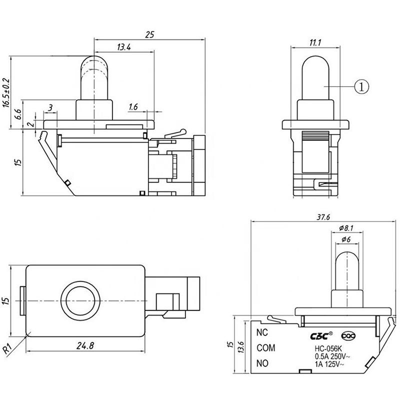 Refrigerator Door Light Control Normally Closing Push Button Switch