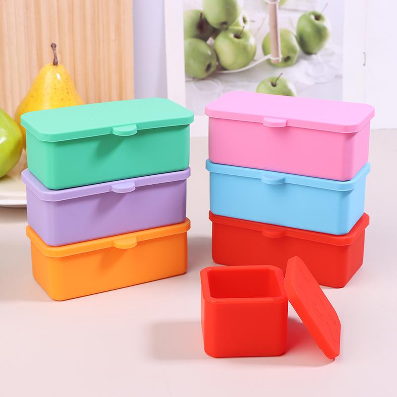 Silikonová krabička Bento Box Organizér na koření Šálek na omáčky s víčkem Čtvercový obdélník Úložná krabička na koření Opakovaně použitelná dětská krabička na oběd