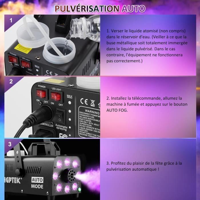 Machine à fumée - AGPTEK - 500 W - Télécommande - 13 lumières LED colorées