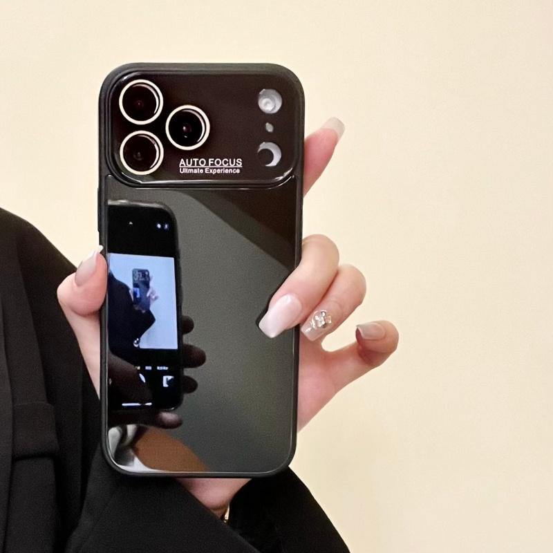 Luxury Auto Glass Phone Case for iPhone 17 Air 16 15 14 13 12 11 Pro Max Plus Shockproof Glossy Reflective Armor Cover