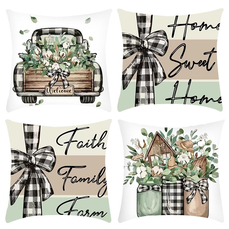 New Thanksgiving Series Pillow Cover Letter Truck Printed Cushion Home Sofa Cushion Cover
