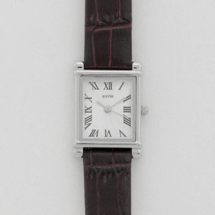 Gentle Frame Square Leather Watch_Silver/Brown GENTLE FRAME