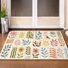 Vintage Patchwork Floral Leaf Bird Door Mat Non Slip Entrance Doormat Boho Multi Grid Plant Pattern Floor Rug