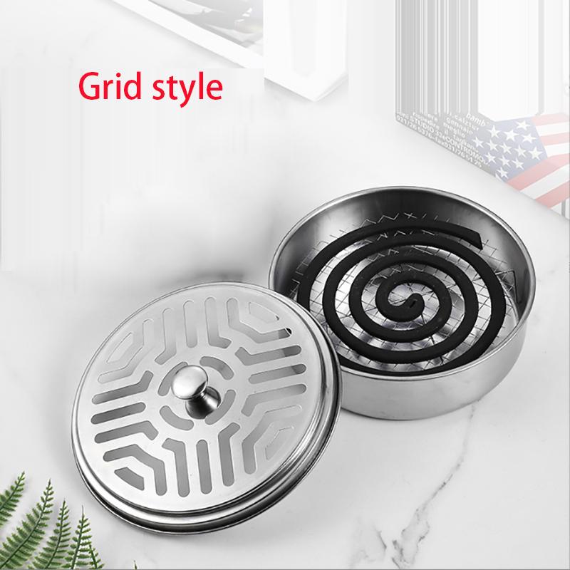 

Windproof Stainless Steel Mosquito Coil Holder with Cover Portable 14.5cm Mosquito Coils Box with Anti Scalding Handle