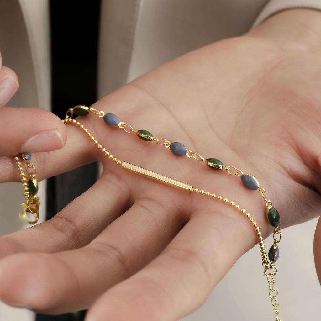 Wind Stacked Bracelet, French Retro Double-Layer Bracelet Women'S Light Luxury Jewelry