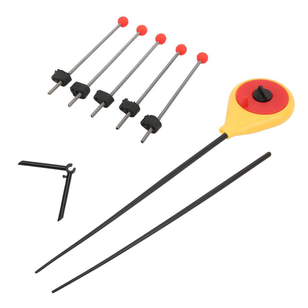 Portable Winter Outdoor Yellow Mini Ice Fishing Rod with 5PCS Red Ball Spring Rod Top TipS
