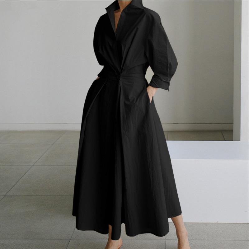 Elastic High-waisted Slimming Temperament Preppy Cardigan Dress
