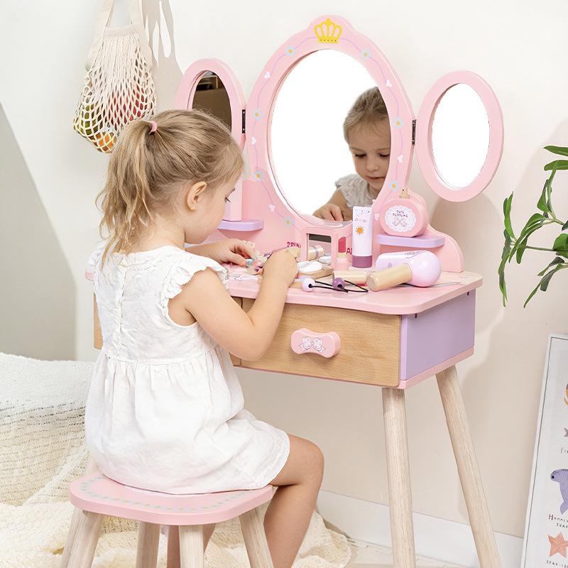 Children’s Wooden Princess Vanity Set with Jewelry Box