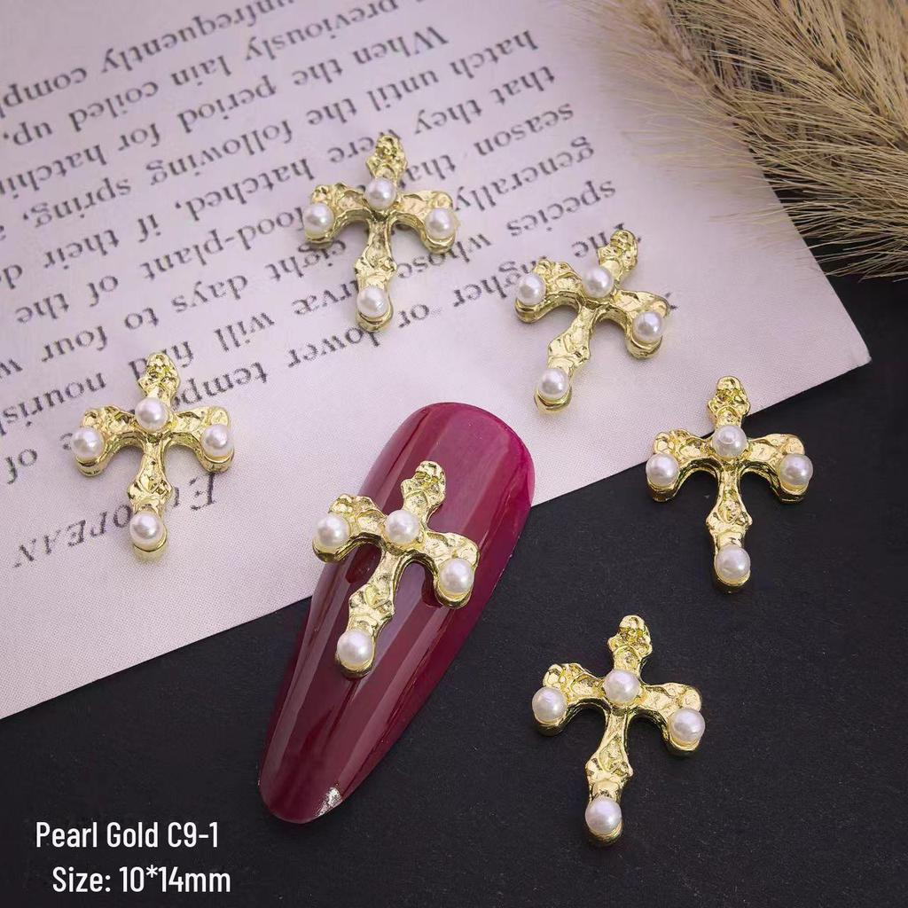 Internet Celebrity 3D Pearl & Diamond Nail Art Alloy Jewelry