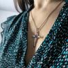 Серебряный крестик с сапфиром nano 1.095ct, фианитами (2206576)