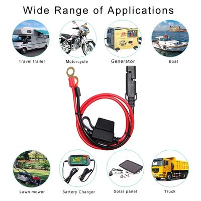Câble Amélioré Borne O-Ring vers Connecteur Batterie 10AWG 45A Connecteur et Anneaux de Borne Câble d'Alimentation pour Panneau Solaire