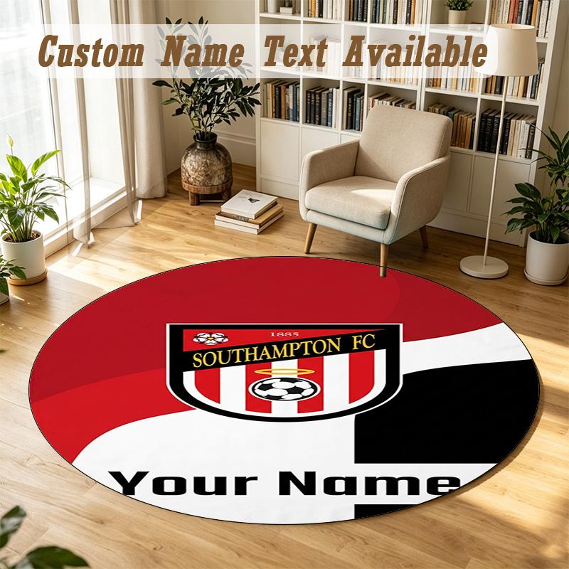 Round Rug Custom NameSouthampton FC Pattern Non Slip Carpet Home Floor Decor