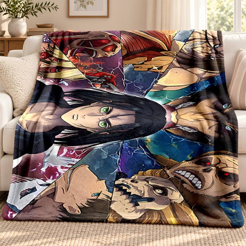 Attack On Titan Blanket Flannel Blanket Soft Cozy Plush Throw for Sofa Bed Lightweight Home Decoration Outdoor Camping