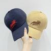 Lightweight Adjustabl Letter Embroidery Baseball Cap, Classic Solid Color Washed Distressed Dad Hat for Women Female