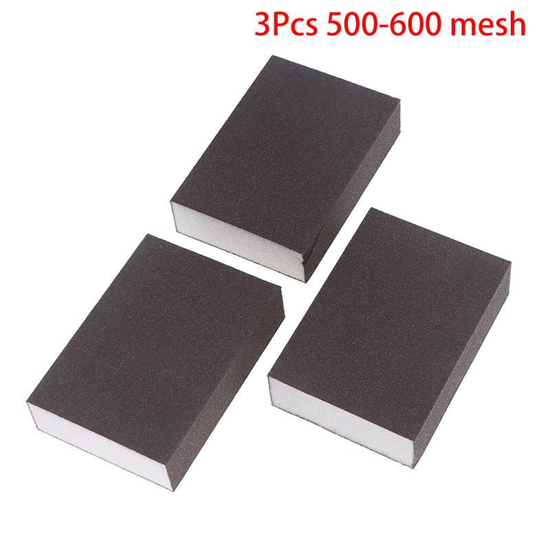 3Pcs Polishing Grinding Sponge Pads Manual Sanding Sponge Blocks Reusable Washable For Metal Wood Drywall Glass Polishing