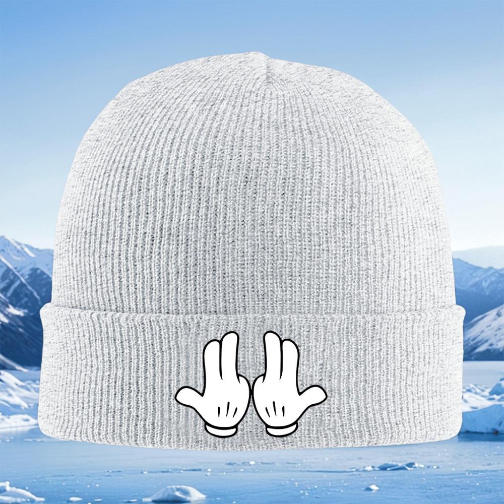 White gloved hands,fingers raised up Men Women Unisex Knitted Hat Beanie Pullover Cap Winter Thermal Warm Christmas Outdoor Cycl