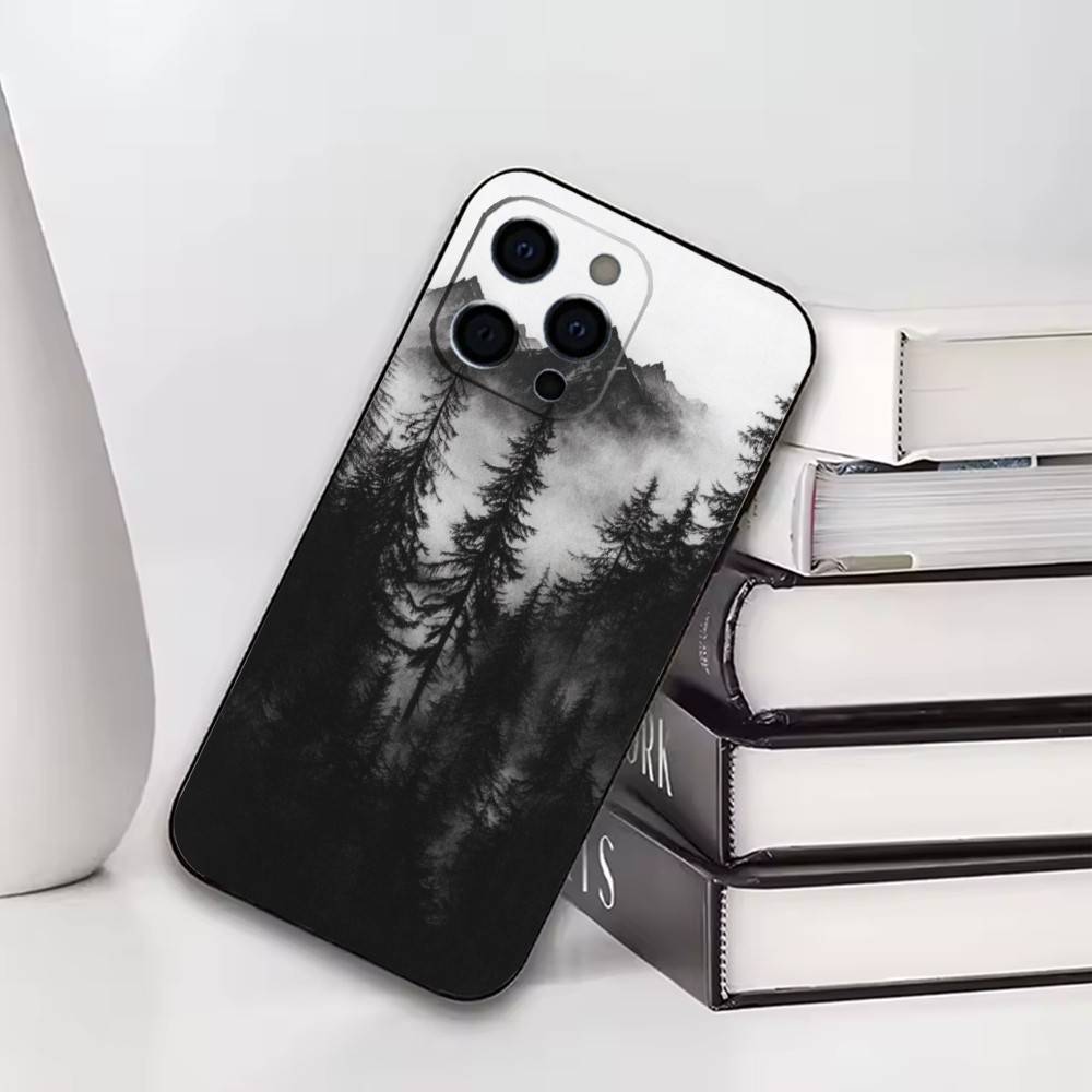 Mountain Forest  Phone Case For iPhone17,16,15,14,13,12,11 Plus,Pro Soft Silicone Black Cover