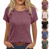 Women's  Round Neck Raglan Sleeve Button Short Sleeve Top