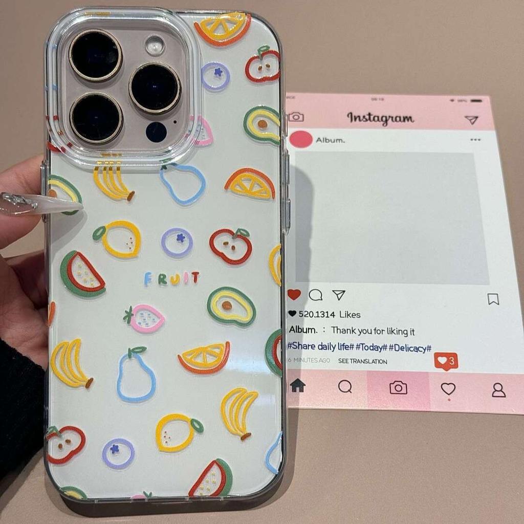 Full screen line fruit suitable for Apple 17Promax mobile phone case IP16 personalized Air white background imd set 15 fresh