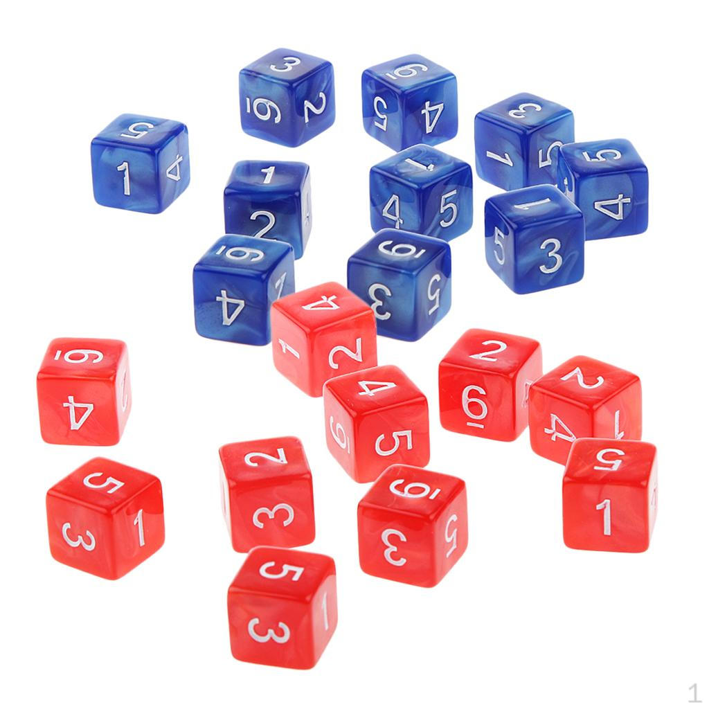 20 Pcs Opaque Set D6 Six Sided Die Place for