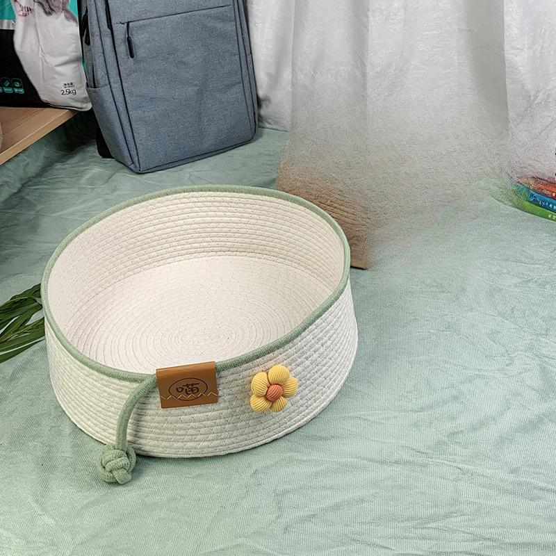 Cat Nest for All Seasons Rattan Nest for Cats Sleeping Mat for Kittens and Dogs Summer Woven Security Pet Bed