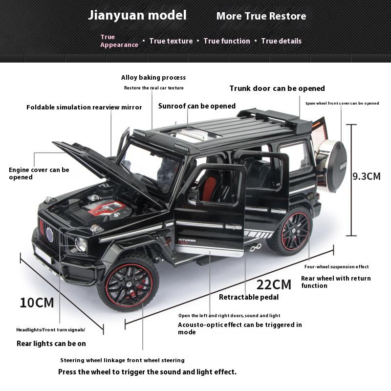 1/24 Scale Mercedes Benz G800 Off Road SUV Diecast Model Alloy Metal Car DIY Desktop Displays Home Trendy Toys Ornaments Sound & Light