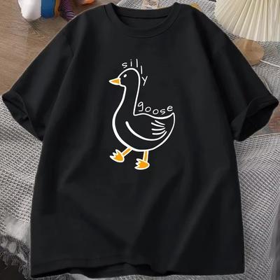 Silly Goose Varsity Crew Neck T-Shirt Women's T-Shirt Casual Print Summer Crew Neck Top Top Women Clothes Harajuku Fashion