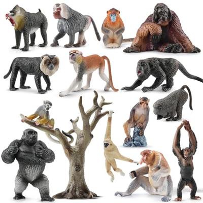 TOYMANY 15-teiliges Set mit großen Affen- und Gorillafiguren, Wildtier-Spielzeug, Realistische Dschungeltier-Modelle, Primaten-Set, Beliebtes Spielzeug, Geburtstagsgeschenke, Weihnachten