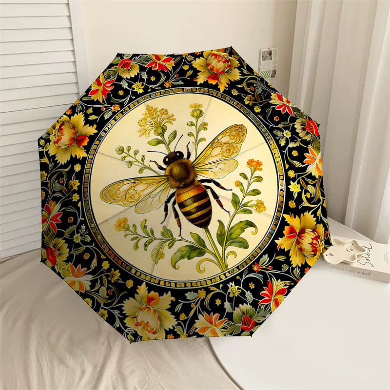 

1PC Bee Flower Umbrella-8-Rib Reinforced, Automatic Open, Lightweight & Durable, Cute Fashion Accessory for Outdoor-W161