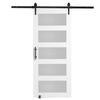 Barn Door and Hardware Kit 36" X 84" Wood and Glass Sliding Barn Door Kit