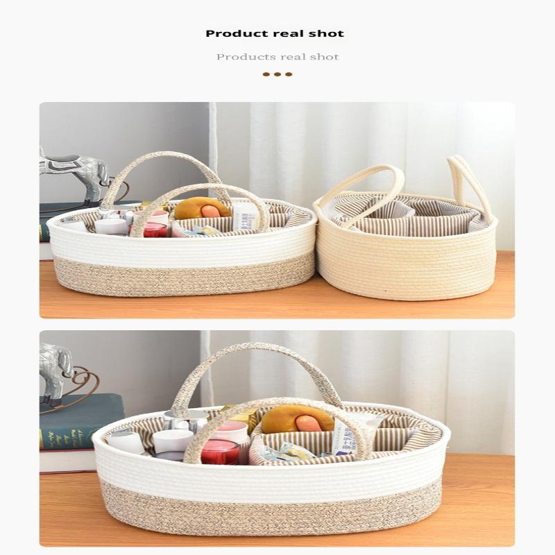 Baby Diaper Organizer Bag Woven Cotton Caddy Bag Multipurpose Bag Category Placement Basket