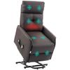 Riser and Reclining Relax Armchair with 8 Massage Points and Heating, 2 Remote Controls, Brown