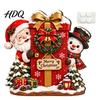 Christmas Hanging Ornaments Door Ornament Wooden Wall Mounted Festive Sign 2D Holiday Gift for Family Flat Art Home Entrance Decor Santa Claus