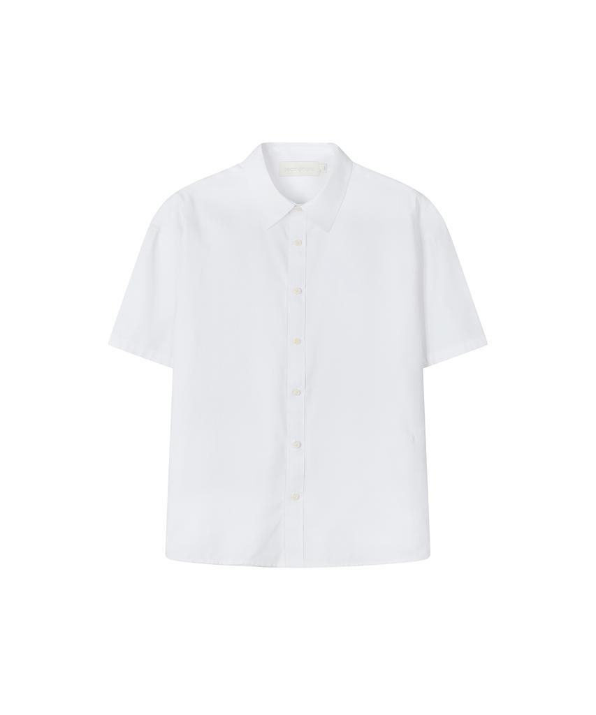 Sekeonmonollogeu (Tie Set)Semi Cropped Dart Cotton Short Shirt [4 Colors]_Sesh026