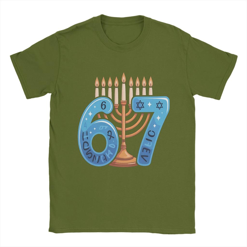 Unisex TShirts Funny Six Seven 67 Meme Sarcastic Hanukkah Fun Pure Cotton Tee Shirt Short Sleeve T Shirt O Neck Clothes Big Size
