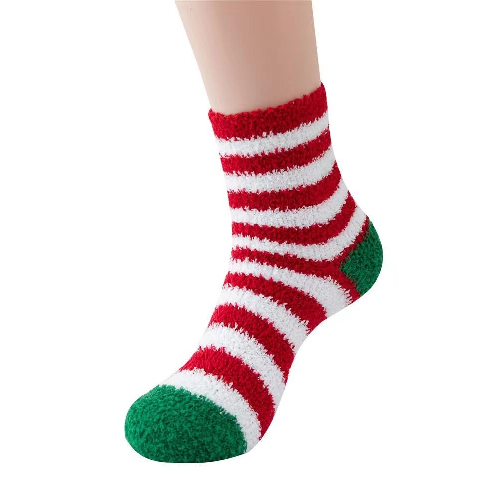 New Christmas Socks Coral Fleece Winter Plush Thickened Warm Confinement Floor Socks Men and Women Couple Socks Sleep Socks Gift