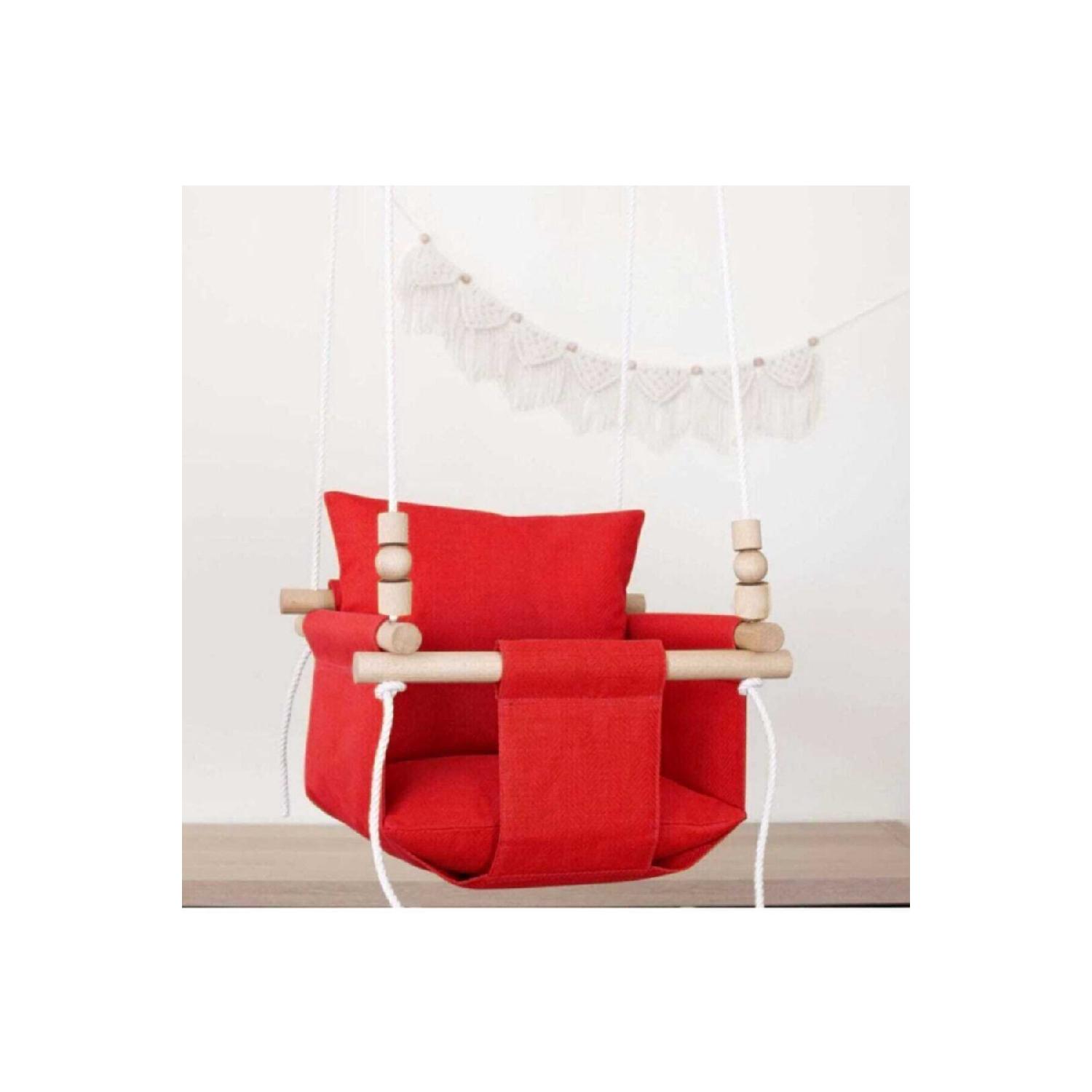 

Wooden Double Pillowed Red House, Ceiling, Garden, Cloth Swing жовтий