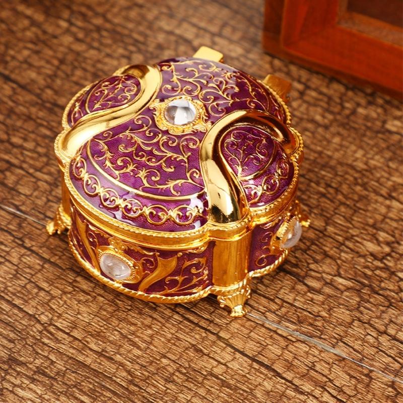 Decorative Enameled Metal Keepsakes Container For Home Office Organization Artistic Display Case Desk Organiser