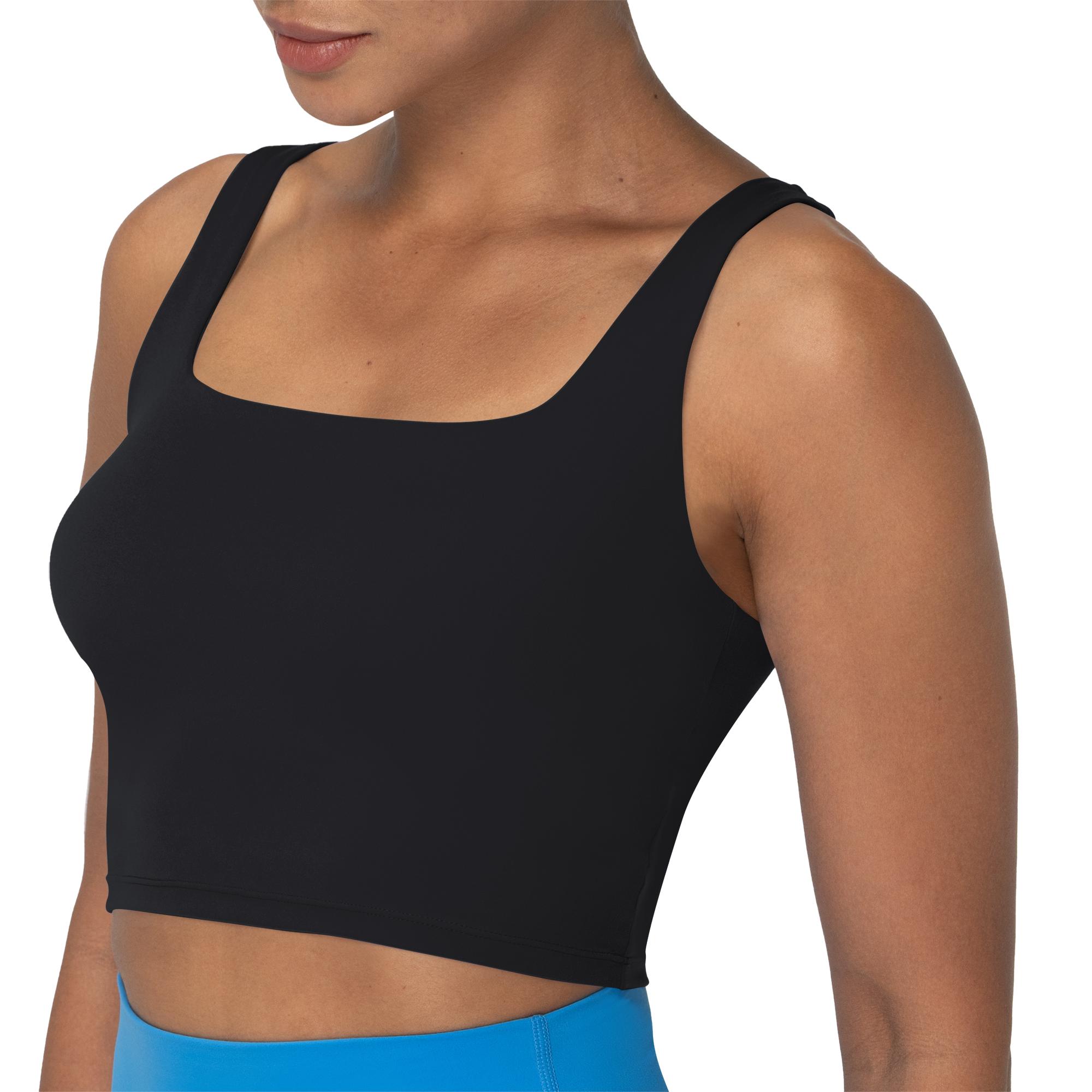 

Женский спортивный бюстгальтер с квадратным вырезом, лето 2025 г., бюстгальтеры для йоги с высокой поддержкой, дышащие бесшовные топы для тренировок в спортзале и бега L чёрный