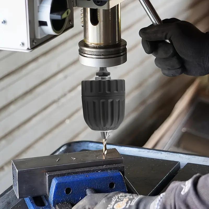 3/ 8inch Keyless Drill Chuck Adapter - Quick Connection, 0.8-10mm Hex Shank, Suitable for Impact Drivers, Non-Electric Metal Converter with 3/8-24Unf