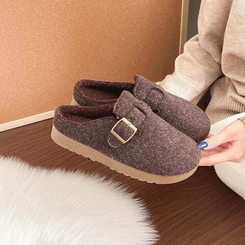 

Взрыв внешней торговли Зимние женские пушистые тапочки на толстой подошве, женская уличная обувь, хлопковые тапочки с закрытым носком, модные и удобные, ретро Бир 41