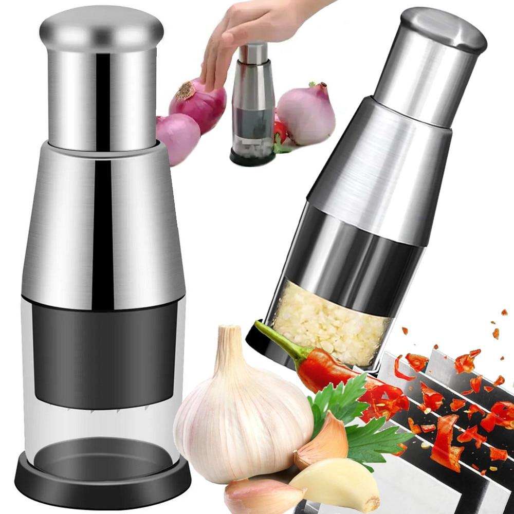 Zola Automatic Rotation Vegetable Chopper 5 Blades Stainless Steel Manual Dicer 16x6cm Black/Silver
