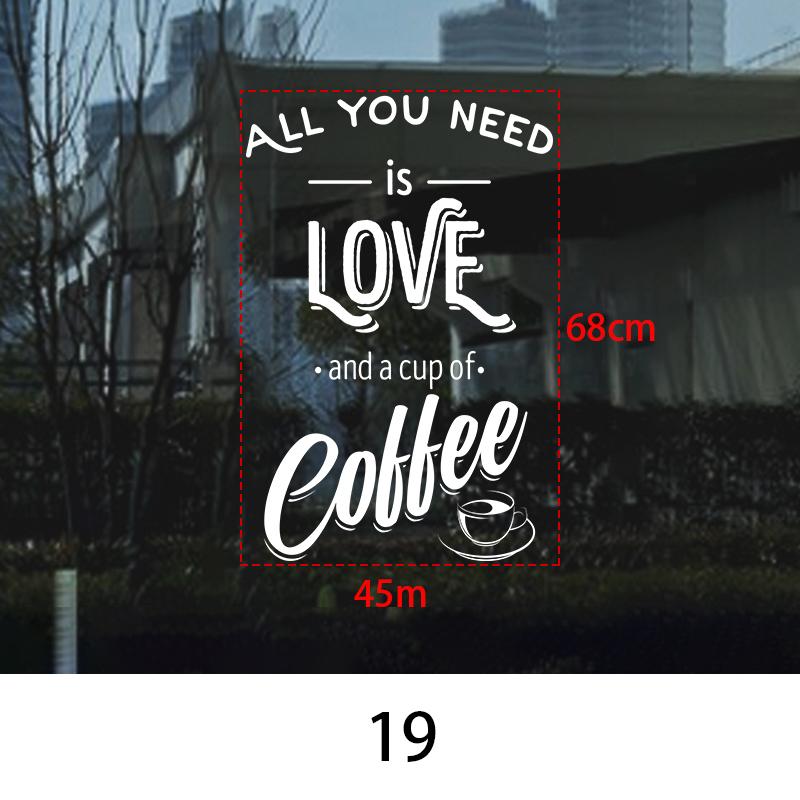 Coffee Shop Wall Sticker Cafes Ice Cream Bread Cake Wall Art Decals DIY Restaurant Milk Tea Shop Decor Sign Window Glass Film