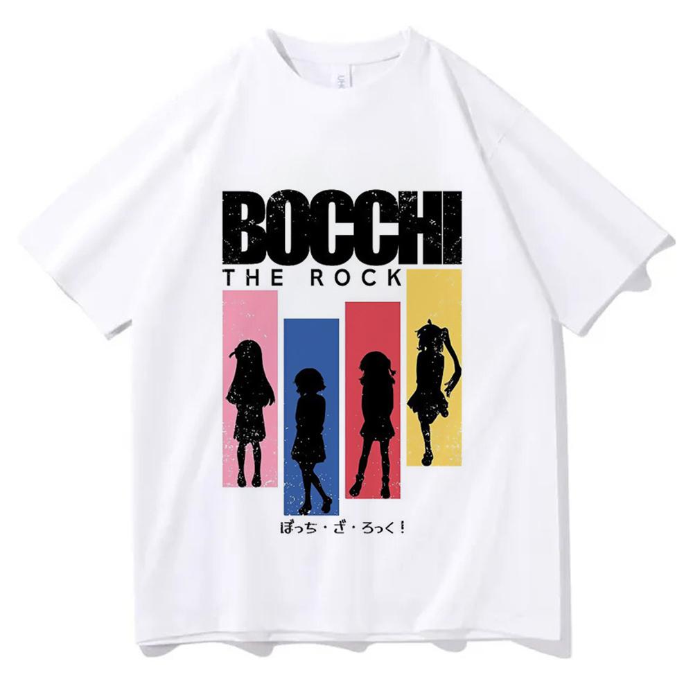 Bocchi The Rock Shirt Vintage Washed Unisex Oversized J-Rock Streetwear Soft Cotton Short Sleeve Tee Gift Clothing Tops Hot Sale