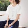 Casual versatile design hem split decorative buckle short-sleeved T-shirt 1116 summer new T-shirt women